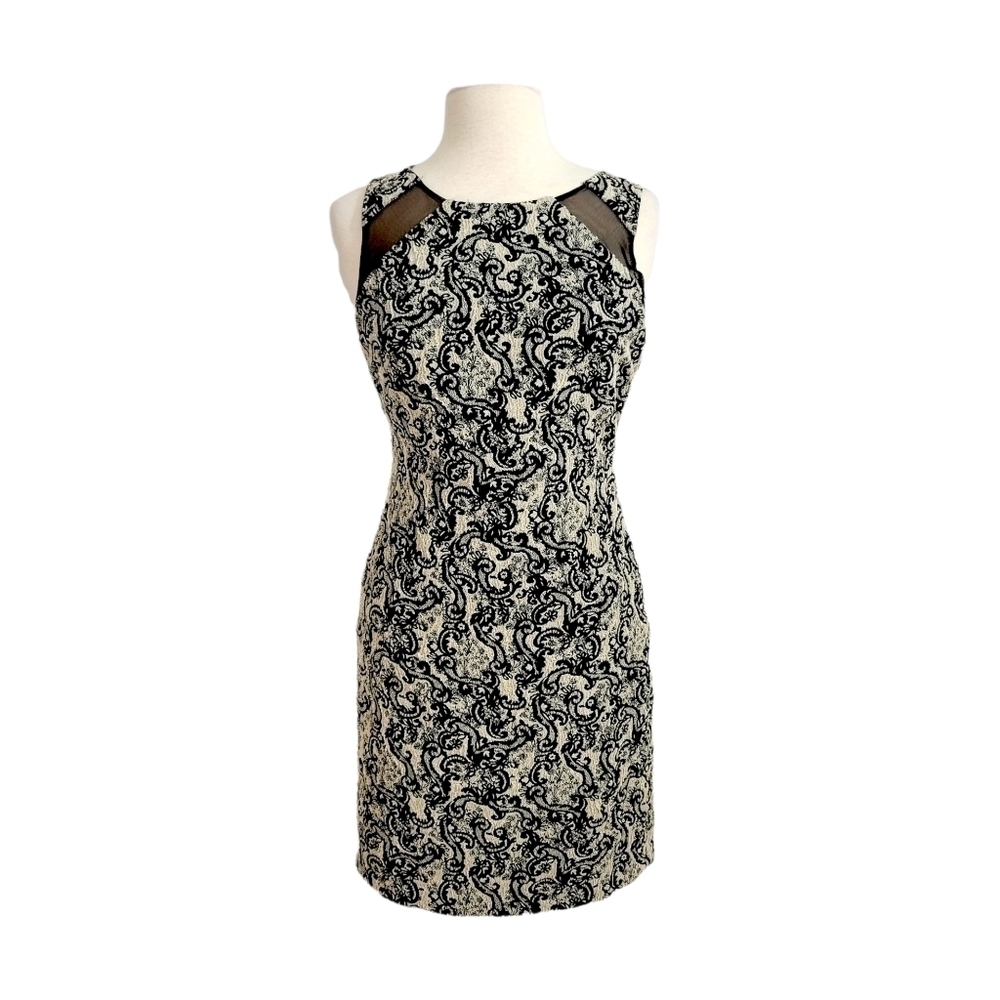 Alice + Olivia Black & White Paisley Sheath Dress
